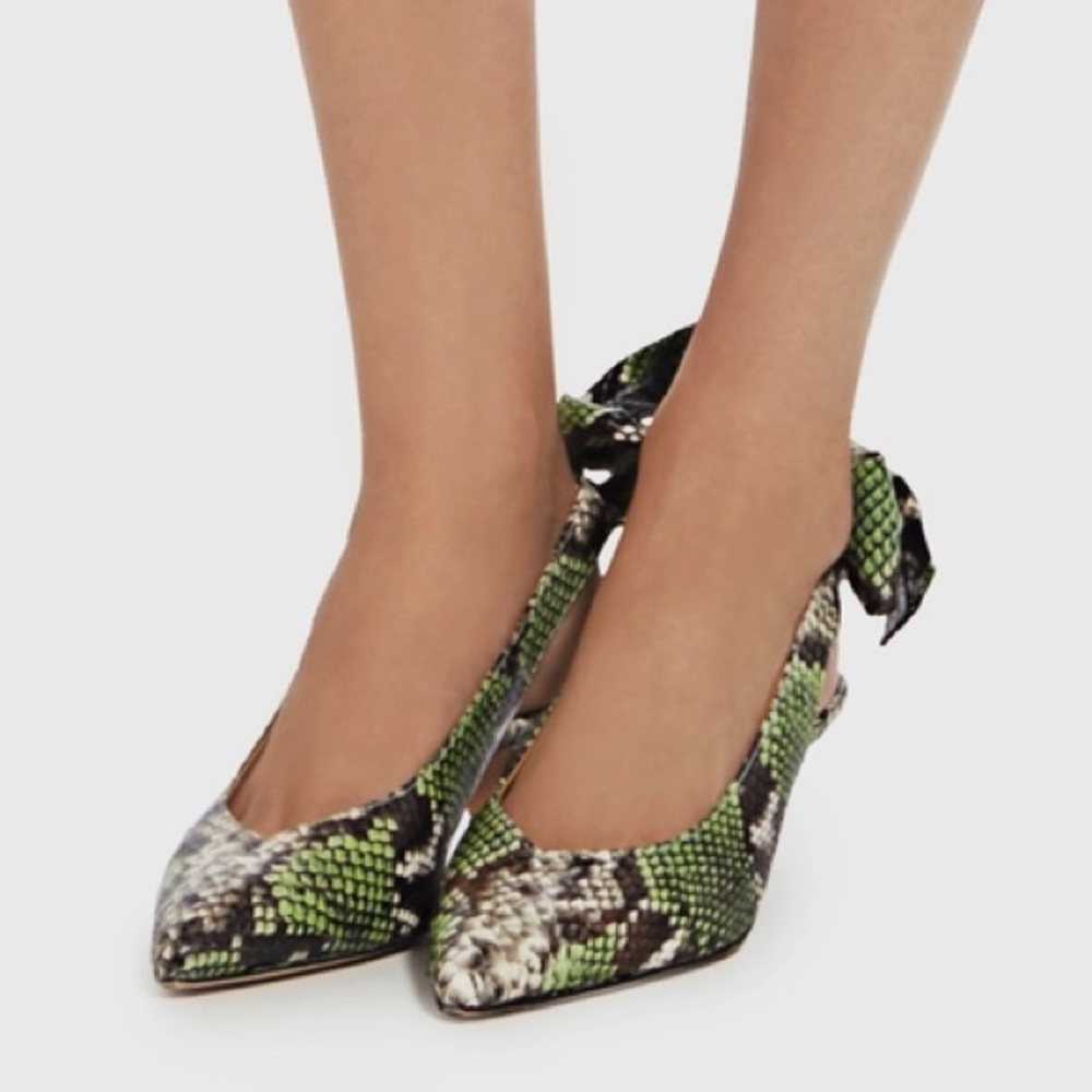 ganni snake pointed heel